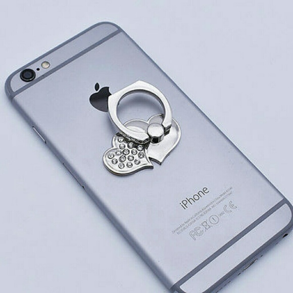 BOGO-Double Heart & Rhinestone Phone Ring - Picture 2 of 5